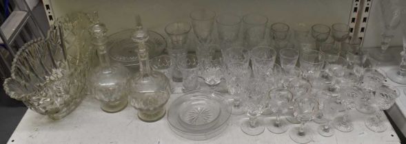 A quantity of mixed glassware, including a large cut glass bowl, pair of late 19th century