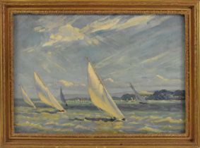 ALICE MAUD FANNER (1865-1930); late 19th/early 20th century oil on board, 'Yacht Racing in the