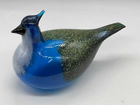 OIVA TOIKKA, FINLAND FOR IITTALA; a studio glass bird, blue jay, height 15cm Condition Report: