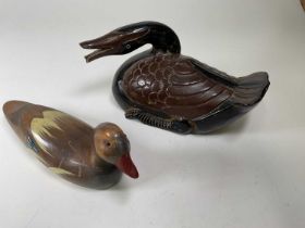 Two 20th century decoy ducks with painted detail, lengths 35cm and 34cm (2).