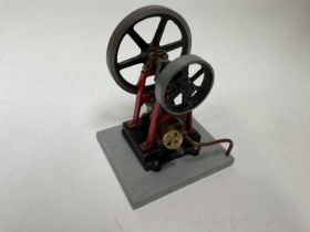 A scratch-built static engine raised on simple square section plinth, width 12.5cm.