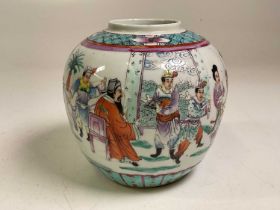 An early 20th century Chinese hand painted ginger jar bearing four character mark to base, height