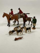 FOREST TOYS OF BROCKENHURST; an exceptionally rare carved wooden hunting set comprising tan horse