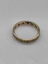 A 9ct yellow gold band ring, size M1/2, approx. 1.6g.