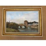 E J WILSON; oil on board, Monnow Bridge, Monmouth, signed and dated, 1977, 48 x 74cm, framed, and