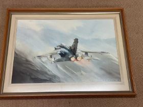 ERIC H DAY; five pen and watercolour paintings of Royal Air Force planes, signed lower right, 36.5 x