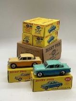 DINKY; a trade box set of six individually boxed Sunbeam Rapiers, two tone blue and cream/yellow (6)