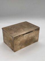 An Edwardian hallmarked silver and leather lined card box, the hinged lid inscribed 'Bridge' with