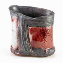 EDDIE CURTIS (born 1953); ‘Wrap Vessel’, from the 'Nagano Mountain' series, an oval stoneware vessel