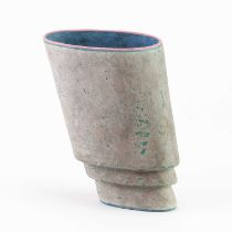 ELIZABETH FRITSCH (born 1940); 'Stone Cup (Blown Away Cup)', an ‘illusionistic’ stoneware cup form