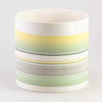 RACHEL FOXWELL (born 1978); 'Vessel in Shades of Green', a cylindrical translucent porcelain
