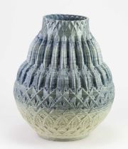 RYAN BARRETT (born 1986); a 3D printed textured porcelain vessel with a patterned surface covered in