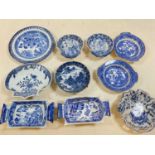 A small group of predominantly 19th century blue and white transfer decorated wares, including