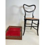 A Victorian mother of pearl inlaid chair, and a Victorian walnut writing slope (2)