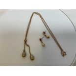 A 9ct yellow gold necklace and earrings marked 9ct gold - Italy, combined weight 5.5gm