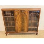 A mahogany display cabinet 108cm h x 30cm d x 132cm w