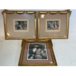 A pair of gilt framed coloured prints and another (3)
