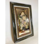 A hand painted mirror with floral decoration in ornate frame, height 92cm, width 62cm.Dimensions:
