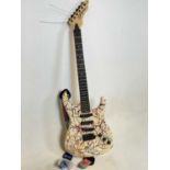 STARFORCE; a six string electric guitar with splash painted decoration to the body.