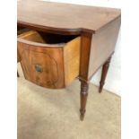 A 19th century bowfront three drawer desk 90cm h x 55cm d x 108cm w