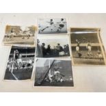 MANCHESTER UNITED F.C; five black and white Keystone Press Agency photographs, including action