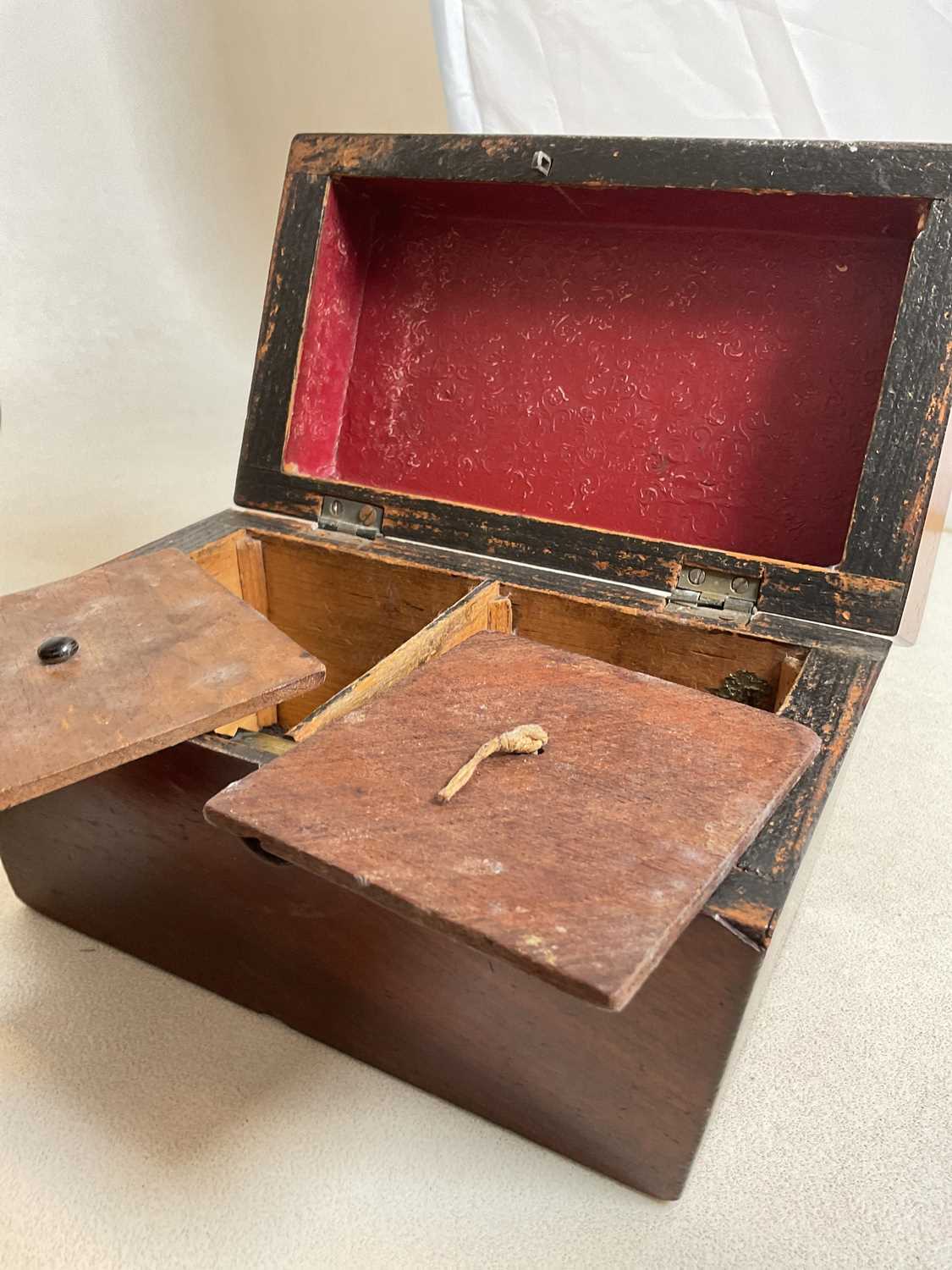 A Victorian tea caddy and other treen and metal items - Image 9 of 9