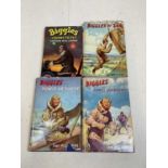 CAPTAIN WE JOHNS; four Biggles books, first editions with dust jackets, (one af).