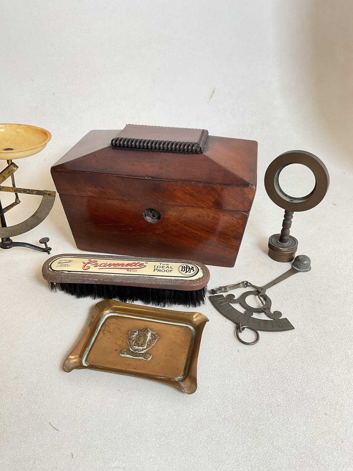 A Victorian tea caddy and other treen and metal items - Image 4 of 9