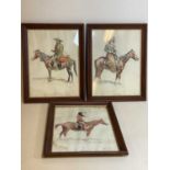 AFTER FREDERIC REMINGTON; three prints depicting a Native American and ranchers on horseback, framed