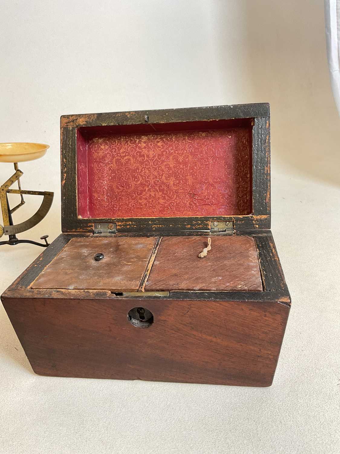 A Victorian tea caddy and other treen and metal items - Image 6 of 9