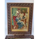 3 Victorian woolwork ecclesiastic panels set in carved oak period frames (3)