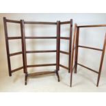 Two early 20th century wooden folding towel airers, height 99cm, width 112 cm.Dimensions: H 99cm x W