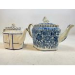 A 19th century pearlware teapot, attributed to Thomas Harley of Bristol, length 25.5cm, and a