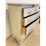 A painted pine chest of drawers, height 107cm, width 92cm, depth 47cm.Dimensions: W92 cm x d47cm