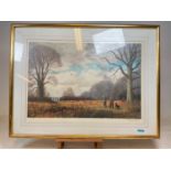 † ROY NOCKOLDS; a signed limited edition coloured print, 'Pheasant Shooting', 51 x 76cm, framed