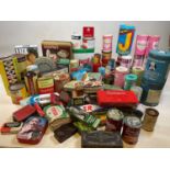 A large collection of vintage tins and household ephemera