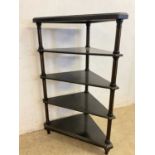 An Aesthetic style five tier corner stand, height 121cm, width 54cm, depth 54cm.Dimensions: H