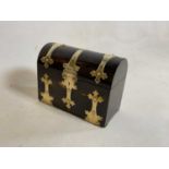 A Victorian coromandel veneered and brass strap detailed dome topped box, width 22cm, also a small