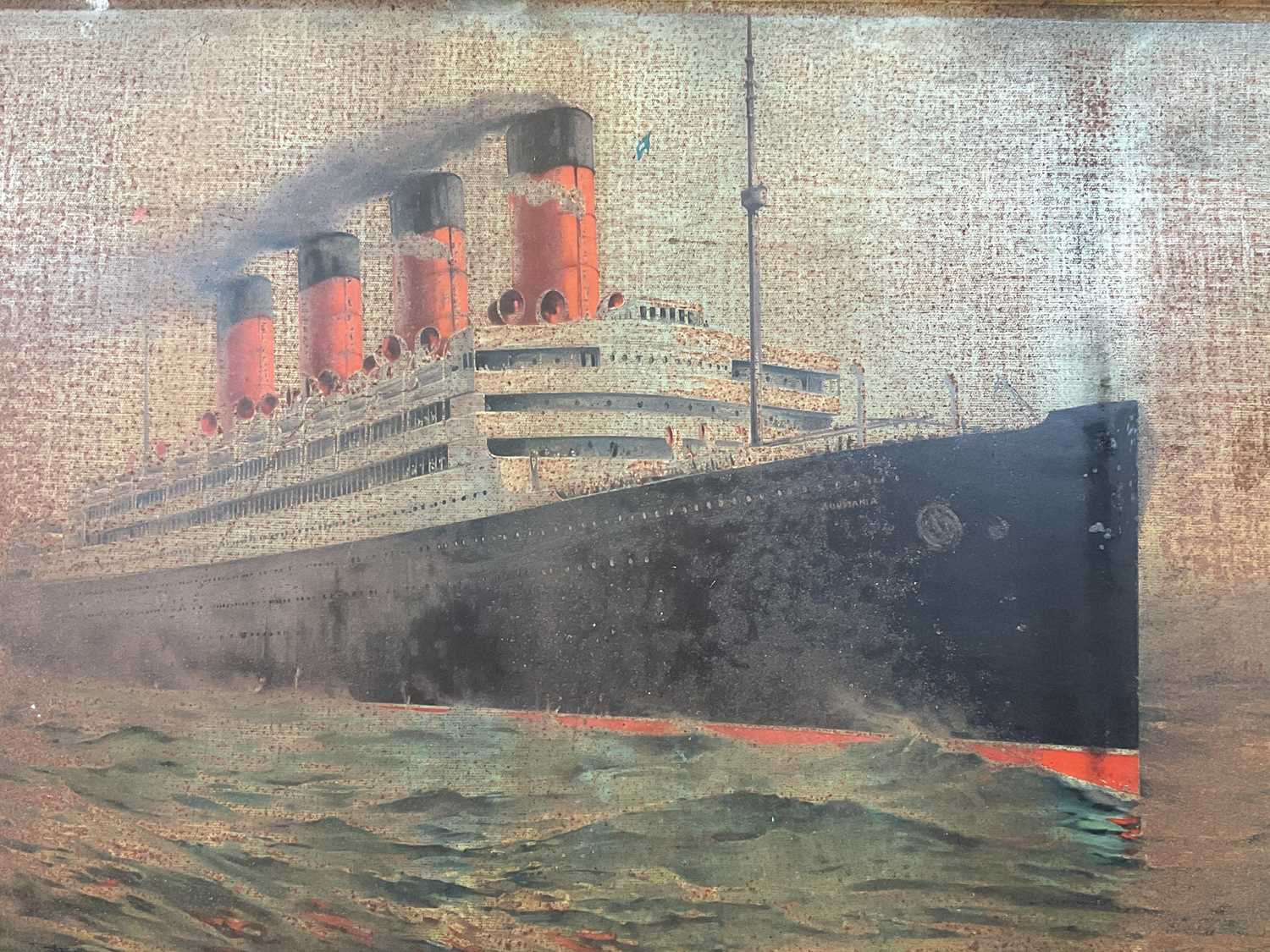 A rare early 20th century chromolithograph on tin advertising sign for the Cunard Line depicting the - Image 5 of 5