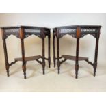 A pair of mahogany demi octagonal console tables Height 71cm x width 77cm