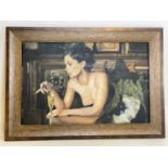 † STEPHEN COLLETT; oil on canvas, study of a woman staring at a champagne glass, signed, 45 x
