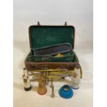 A cased Zenith trumpet made by JR LaFleur and Sons, with accessories