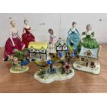 A collection of figures including Coalport 'Blanche' and 'Clare', Royal Doulton 'Fiona', 'Innocence'