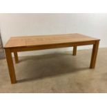 A large oak dining table with two end drawers, 200cm x 100cm