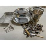 A quantity of silver plated items, to include a Christofle lattice basket and five Continental