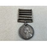 A Victorian Queen's South Africa medal, awarded to 64413 B.O.M.Sgt G. Johnson. R.F.A. with five bars