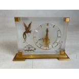 JAEGER-LECOULTRE: a Marina mantel clock, rectangular perspex form with gilt hour markers and gilt