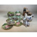 A collection of mixed ceramics including three Continental beer steins, collector's Royal Doulton