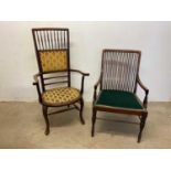 Two Edwardian inlaid mahogany chairs