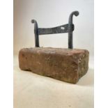 Granite and wrought iron boot scraper, 45 x 23 x 38cm.